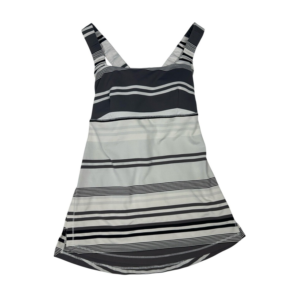 LULULEMON Track and Train Women's Gray Stripe Tank Top Sports Bra‎ Fits Like a 4